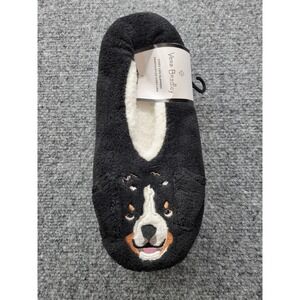 Vera Bradley Cozy Life Slippers Dog Show Bernese Mountain Dog Black Medium 7-8